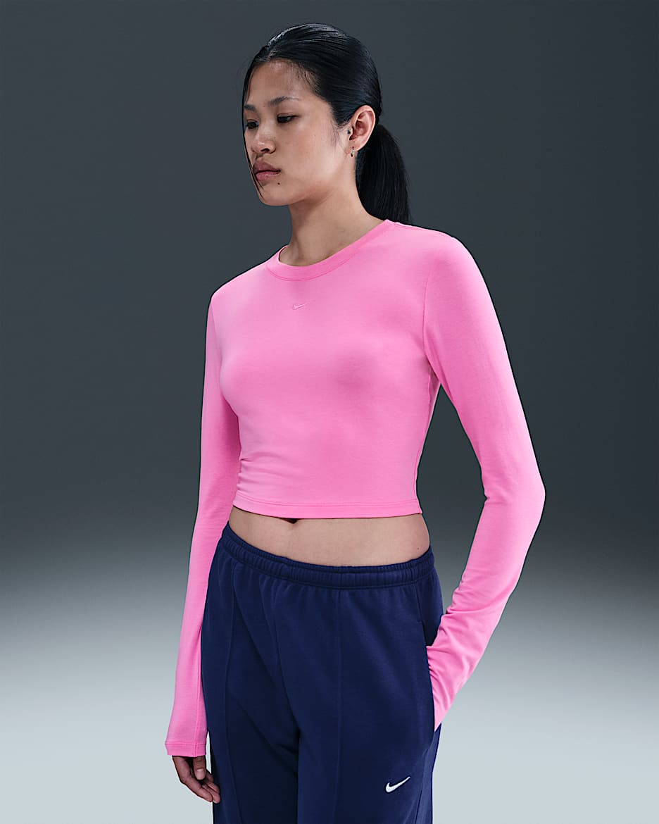★★Nike★★ Sportswear Chill Knit Long Sleeve Crop W Vintag Nike Sportswear Chill Knit Women's Slim Long-Sleeve Cropped
